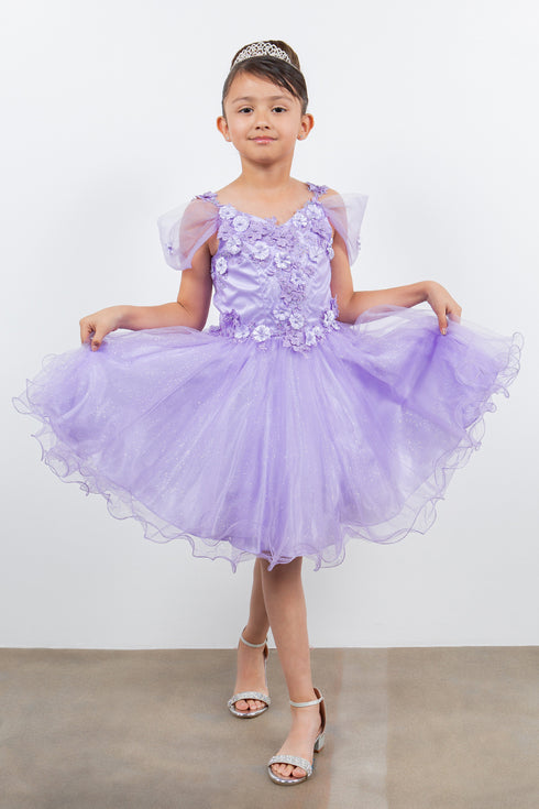 Girls 3D Flower Corset Body Flower Shoulder Strap Gown 4-16